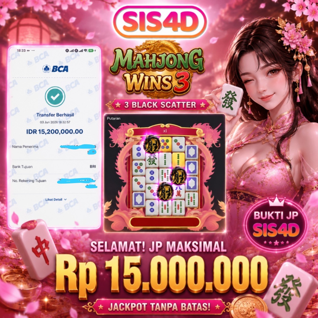 KEMENANGAN 15JT DARI 3 SCATTER HITAM MAHJONGWINS
