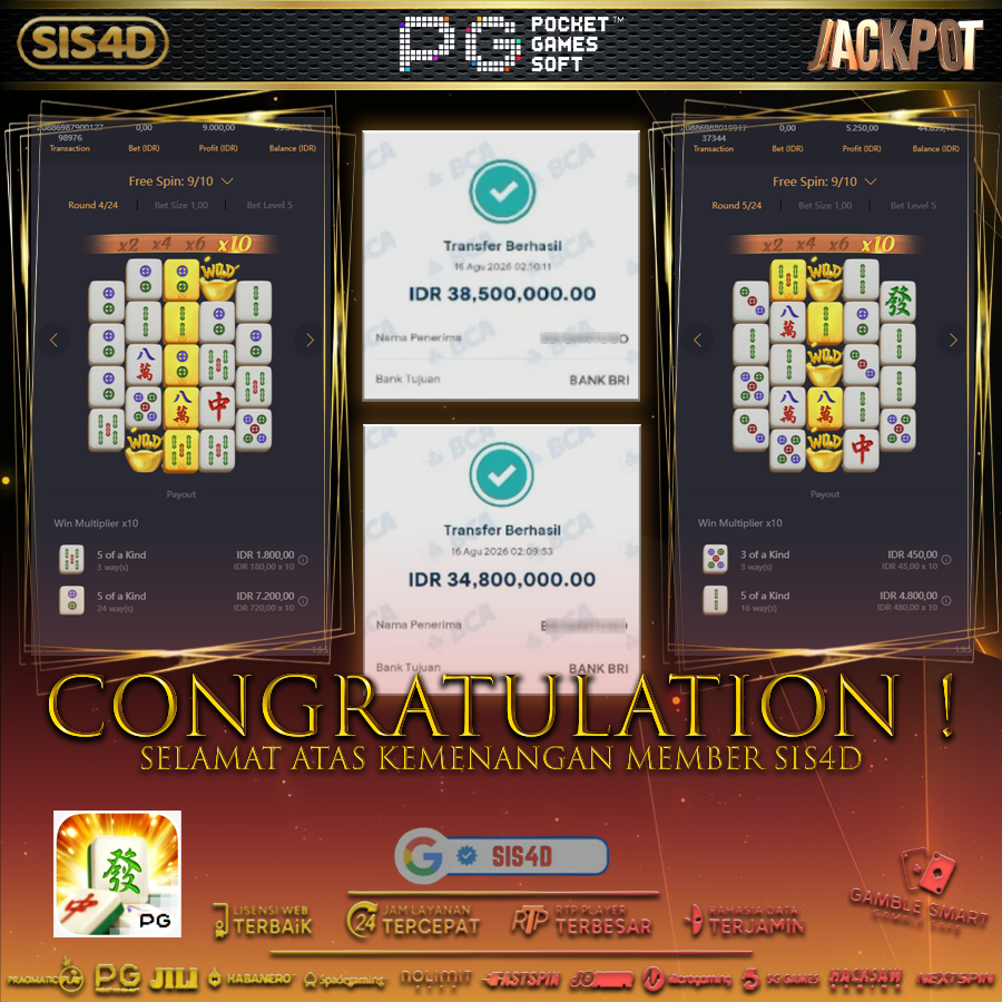 KEMENANGAN 70JT DI PERMAINAN MAHJONGWAYS 2 BOSKU !