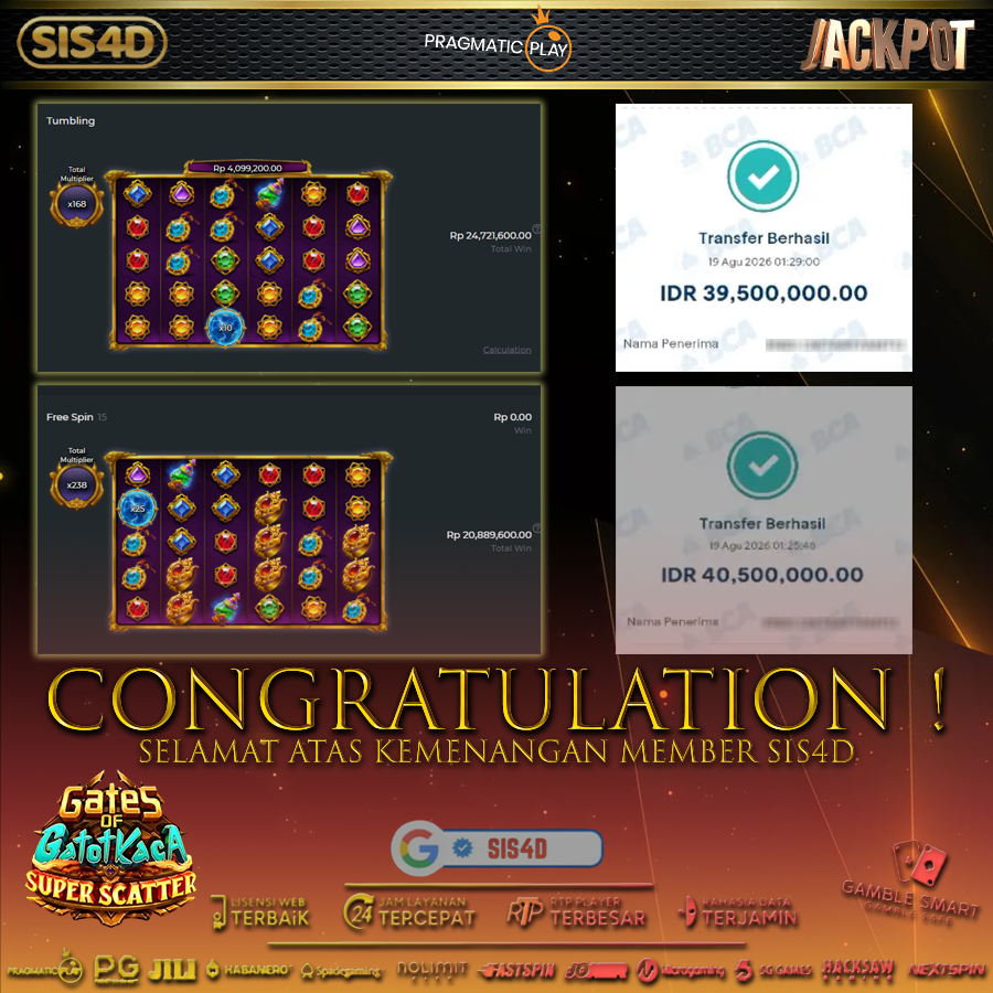 KEMENANGAN 80 JUTA DARI GATOTKACA SUPER SCATTER