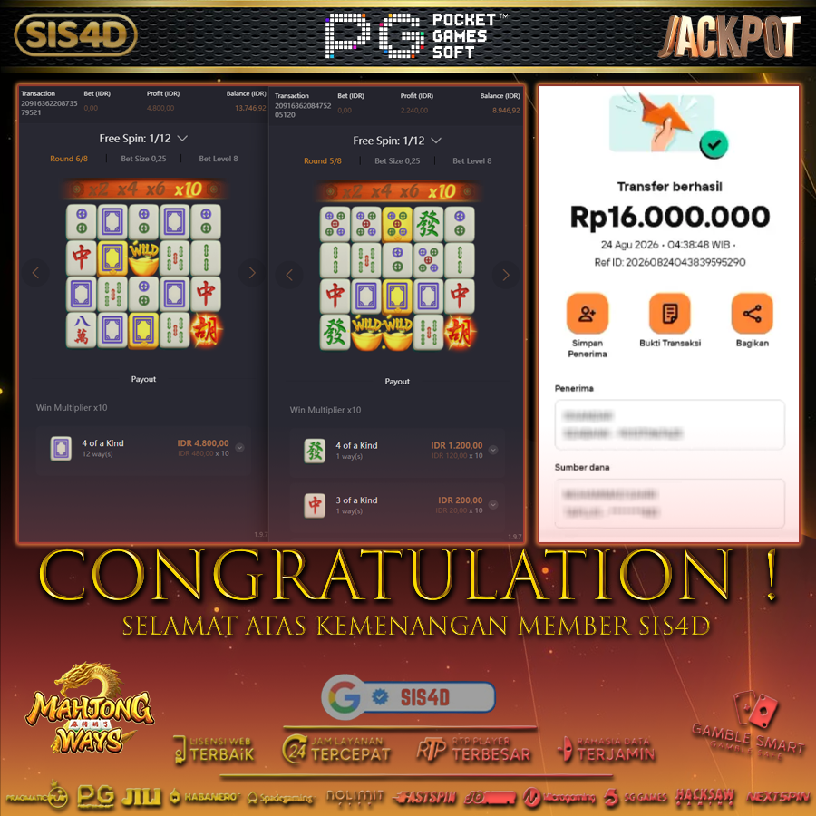 KEMENANGAN 16 JUTA DARI MAHJONGWAYS BOSKU !