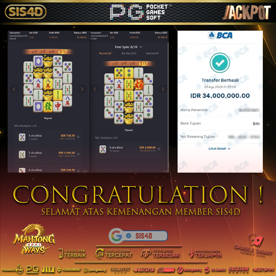 KEMENANGAN 34 JUTA DI MAHJONGWAYS
