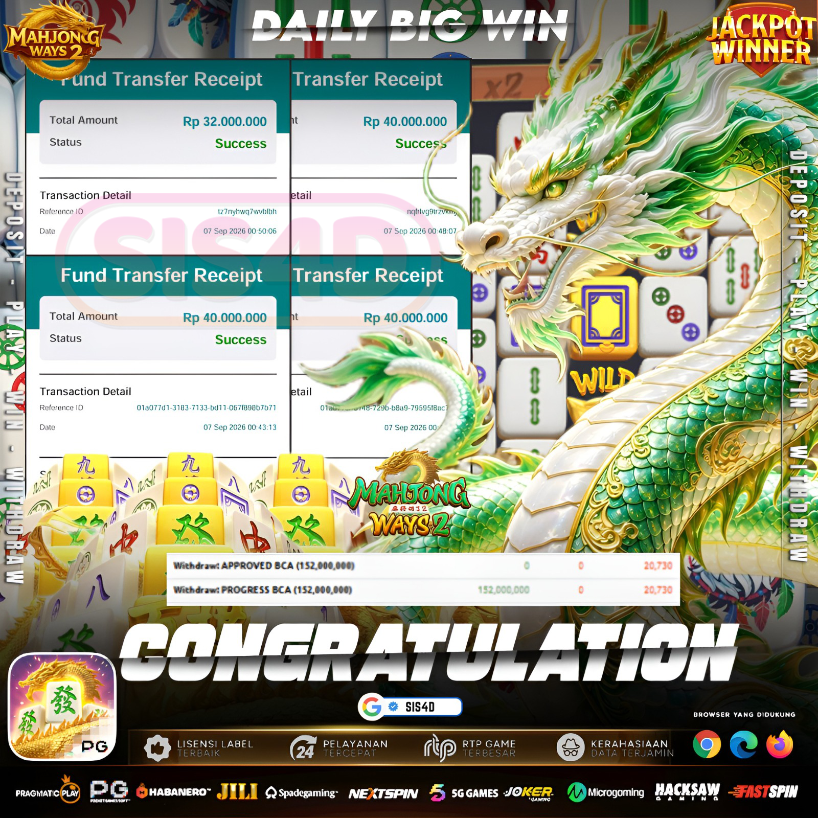 💎 DAILY BIG WIN MAHJONG WAYS 2! PENARIKAN SUPER JUMBO 152.000.000 LUNAS! 💎
