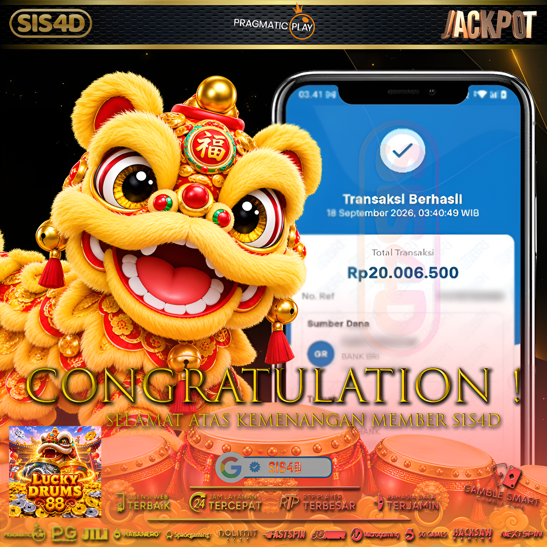 🥁 LUCKY DRUMS 88 MENGGEMA! KEMENANGAN BESAR PECAH!